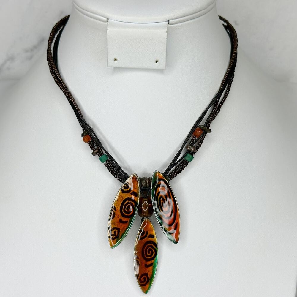 Chico's Colorful Abstract Pendant Gold Tone Necklace ✨